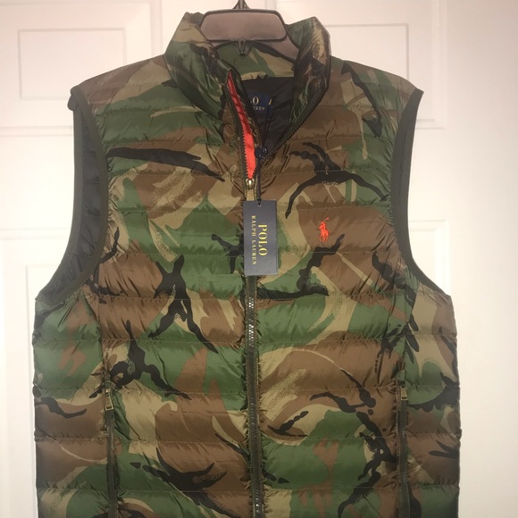 polo ralph lauren camo packable down vest